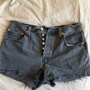 Levi's Black Jean Shorts Frayed Hem Casual